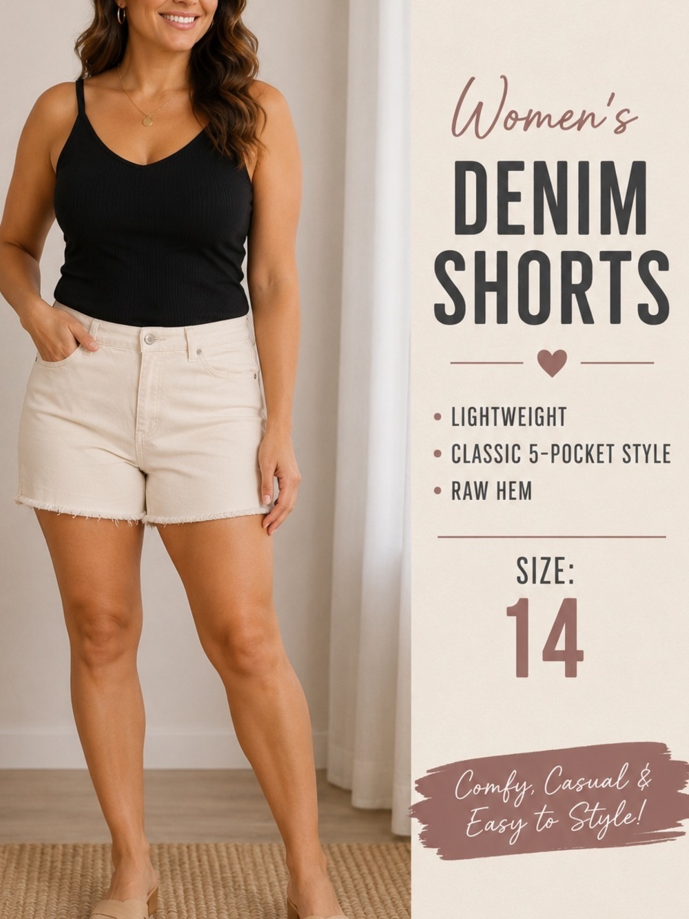 SEVEN 7 Women’s Casual Frayed Hem Shorts - White size 14